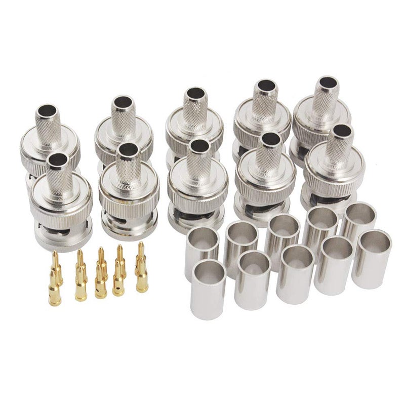eifagur BNC Male Q9 Plug Crimp for RG8X RG-8X Mini-RG8 LMR240 50 Ohm Coax Cable Straight RF Coaxial Adapter Connector ï¼ˆPack of 10ï¼‰ - Image 1